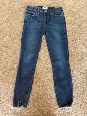 PAIGE Indigo Skinny Jeans with Raw Hem